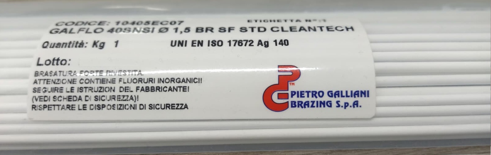 bacchette per brasatura con leghe di argento, con etichetta